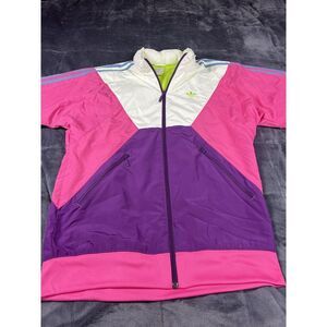 VINTAGE 2000's Adidas Originals Class of 84 Large Windbreaker Jacket Hooded Pink